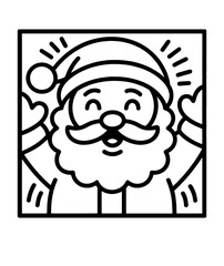 santa claus face beard moustache happy xmas christmas new year outline thin line vector icon red on white background
