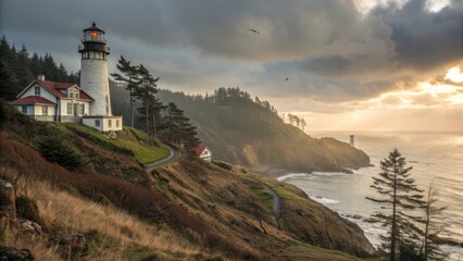 lighthouse in the fog