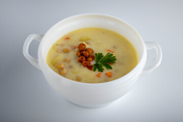 chickpea soup isolated on a white background