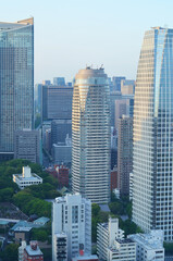 Obraz premium Modern Tokyo City Skyline and Office Towers Viewed from Tokyo Tower Main Deck