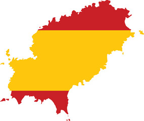 Silhouette of Ibiza Island in colors of the Spain flag