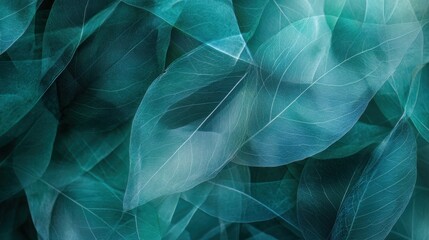 Elegant Transparent Leaves with Soft Green Tones and Textures