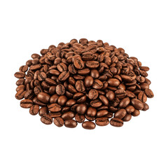 Fototapeta premium A pile of roasted brown coffee beans on a black background