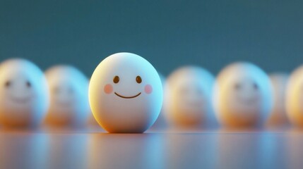 Playful Smiley Faces on a Soft Gradient Background for Joyful Vibe