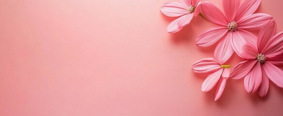 Fototapeta premium Soft Pink Flowers on Pastel Pink Background for Calm Ambience