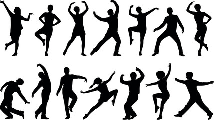 Silhouette Collection of People Dancing and Posing in Various Styles