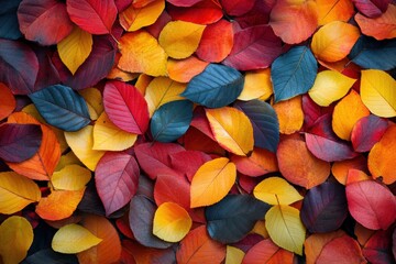 Colorful Autumn Leaves Spread Across a Ground in Vibrant Hues
