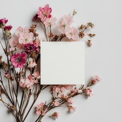 White card with pink flowers