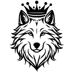 Naklejka premium Crowned wolf sketch