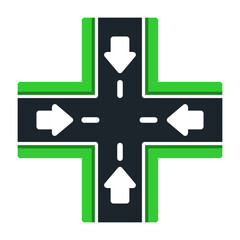 Four Way Intersection Icon