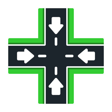Four Way Intersection Icon