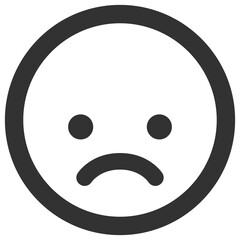 Sad emoji icon. Unhappy negative expression symbol. Vector on transparent background
