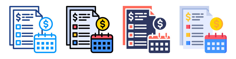 Financial Planning Icon Sheet Multiple Style Collection 