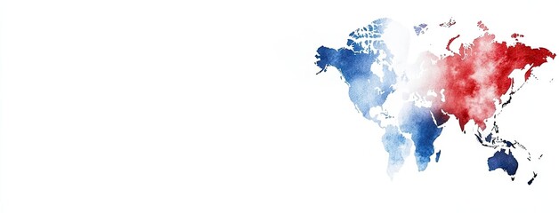 Futuristic digital globe and world map design in blue, red, and white for technology presentations highlighting global communication concepts