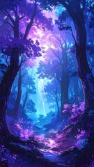 Enchanted Purple And Blue Forest Path