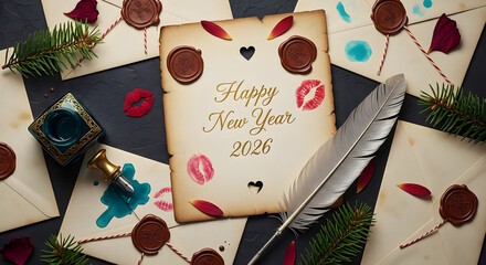 Send heartfelt New Year wishes with vintage charm and romantic kisses for 2026