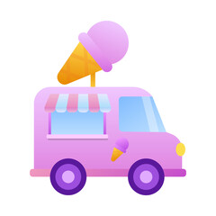 Illustration of an ice cream truck in pastel colors. Vector illustration