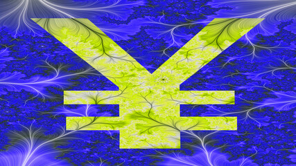Abstract fractal patter of Chinese and Japanese currency symbol	