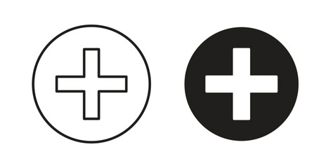 Fototapeta premium Add icon with line and silhouette versions.