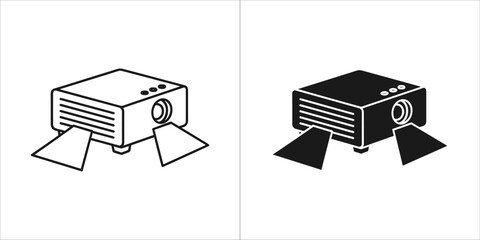 Two projector icons, one outline and one filled