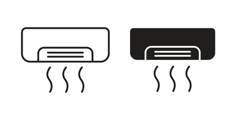 Air conditioner icon with line and silhouette versions.