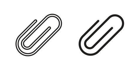 Obraz premium Attachment clip icon with line and silhouette versions.