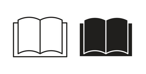 Book icon with line and silhouette versions.