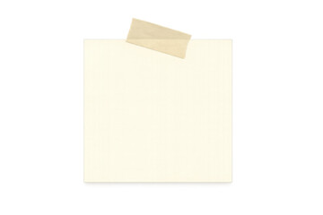 Blank paper note with adhesive tape, designing a reminder or memo on a transparent background