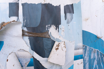 Blue and white ripped and torn business paper poster background