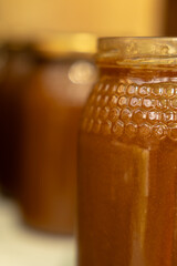 Pot with delicious homemade honey