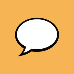Blank speech bubble isolated on orange background for communication concept