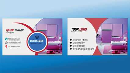 Interior Designer Business Card Template: Modern Curve Design for Kitchen, Washroom, and PVC Decor