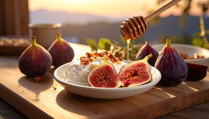 Figs Yogurt Granola Honey Breakfast Bowl Sunrise Setting