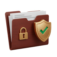 Secured_Wooden_Folder_Padlock_Protection_Shield_3D_Transparent