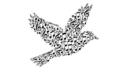 A Dove formed from Musical Notes A Symbol of Harmony and Peace in the World of Music
