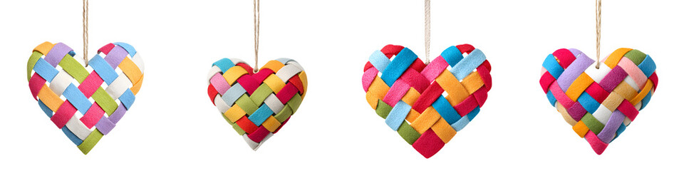 Colorful Woven Heart Ornaments: Rainbow Valentine's Day Decor
