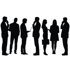 Silhouettes of business people communicating