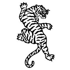 Roaring Tiger Climbing - Classic Neo-Traditional Tattoo Style