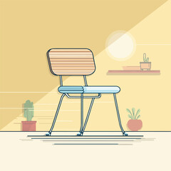 Minimalist Chair Line Art Sketch