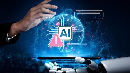 AI interface showing prompt error warning and system alert. AI prompt failure can lead to incorrect output or hallucination. Managing AI prompt error is crucial in safe AI deployment. Muxer