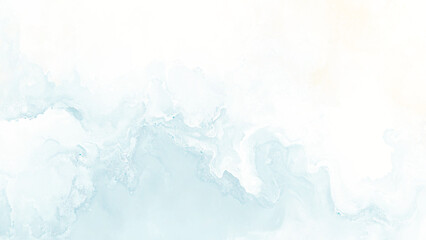 Fototapeta premium Abstract watercolor wash of teal and deep blue hues, creating a textured horizontal band against a white background