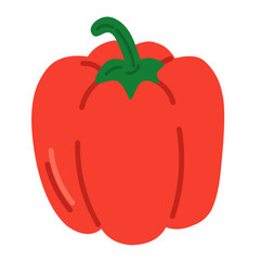 Red Bell Pepper Illustration in Flat Style for Food Design
