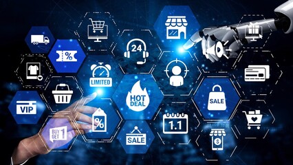 Sale and promotion icons with hot deal, discount tag, shopping bag, limited offer, coupon, VIP...