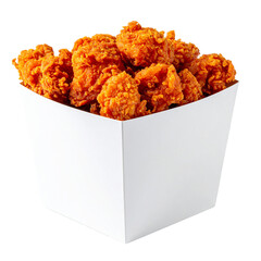 Golden Bites in a Box: A close-up shot of a paper box overflowing with crispy, golden-brown chicken bites, offering a delectable feast for the eyes and a promise of delicious flavors. 