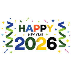 Happy New Years 2026 lettering Text design vector illustration 