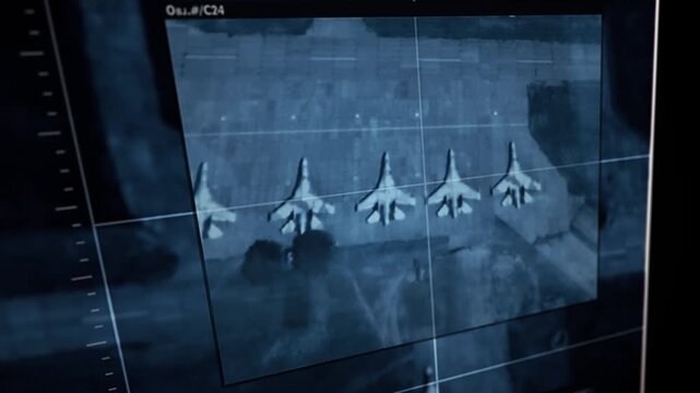 Secret Spy Agency Mission Target Objective Panel. Stationed Military Planes On High Tech Spy Mission Target Tracking Panel. Advanced Interface Panel For Mission Target Display. Intelligence Technology