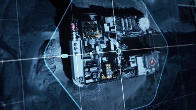 Spying location tracking system is searching for the enemy base. Spying technology is tracking the location of the enemy base. Spying tracking software has found the coordinates of the target base. UI