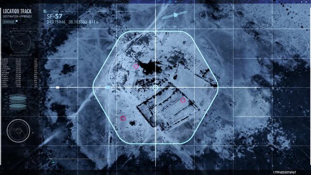 Anti Terrorism Operation. Military Satellite Analyzing Location In Desert To Find Terrorists. Terrorism Prevention. Satellite Location Tracking Tech. Counter Terrorism. Satellite Location Scanner