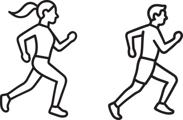 Male and Female Running Figures: Fitness, Jogging, and Healthy Lifestyle