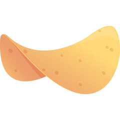 Two Golden Potato Chips With Speckles In A Flat Design With Transparent Background Isolated In Studio